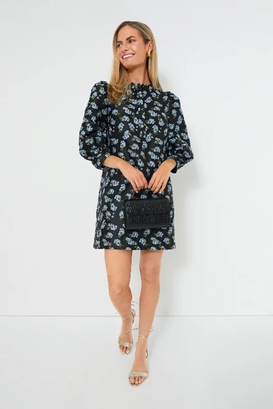 Black Heirloom Jacquard Samantha Dress Shift Classic Vintage