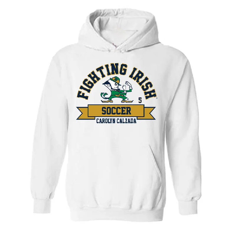 Notre Dame - NCAA Women's Soccer : Carolyn Calzada - Classic Fashion Shersey Hooded Sweatshirt Hoodie with Crew Neck Simple Timeless Notre Dame - NCAA Women's Soccer : Carolyn Calzada - Classic Fashion Shersey Hooded Sweatshirt Hoodie with Crew Neck Simple Timeless