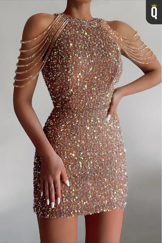 Unique Bateau Sequins Beads Sheath Homecoming Dress Short Party Dress QH0836 Shift Classic Vintage Unique Bateau Sequins Beads Sheath Homecoming Dress Short Party Dress QH0836 Shift Classic Vintage