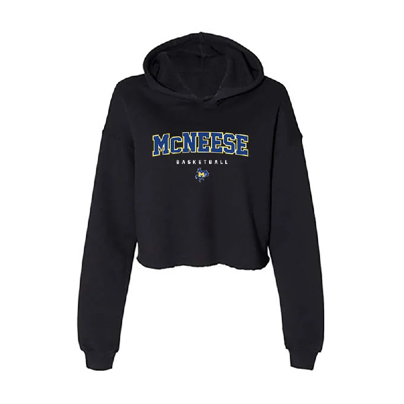 McNeese State - NCAA Women's Basketball : Azjah Reeves - Women's Crop Fleece Hoodie Hoodie with Slim Fit Tailored Modern McNeese State - NCAA Women's Basketball : Azjah Reeves - Women's Crop Fleece Hoodie Hoodie with Slim Fit Tailored Modern
