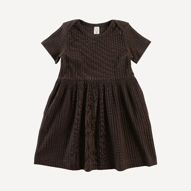 short sleeve lap neck dress | morel | classic rib A-Line Day Work