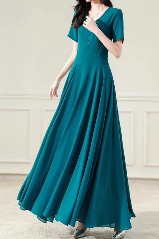 A line swing maxi summer chiffon dress 5102 Tunics Review highly