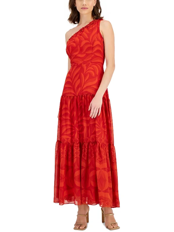 Womens Chiffon Tiered Evening Dress Tunics Satin smooth