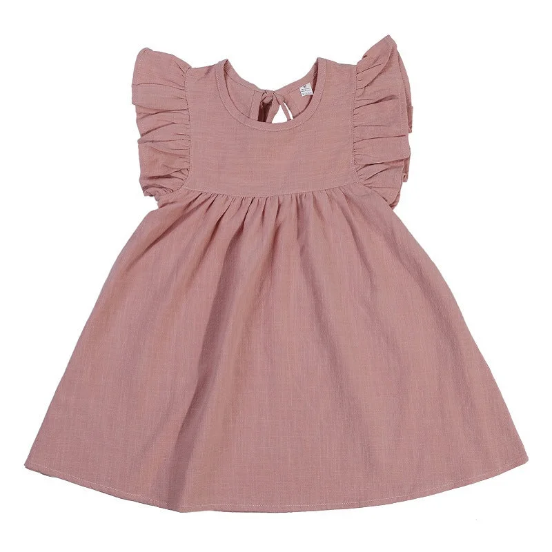 Summer Baby Girls Solid Color Princess Dress Tunics Chic fashionable