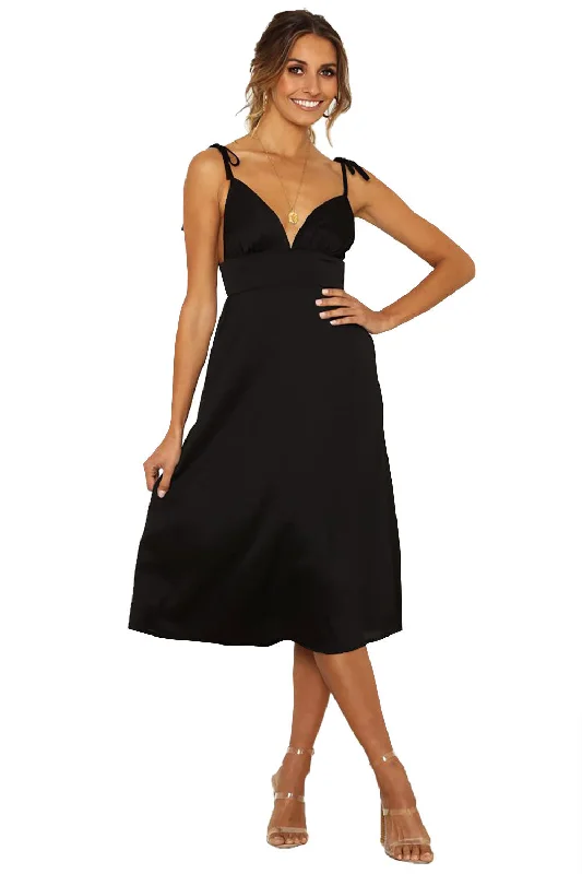 Tie Shoulder Cami Backless Knee Length Dress Tunics Fall fleece