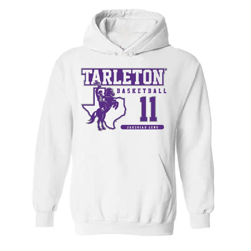 Tarleton State - NCAA Women's Basketball : Jakoriah Long - Classic Fashion Shersey Hooded Sweatshirt Hoodie Dress Longline Feminine Tarleton State - NCAA Women's Basketball : Jakoriah Long - Classic Fashion Shersey Hooded Sweatshirt Hoodie Dress Longline Feminine