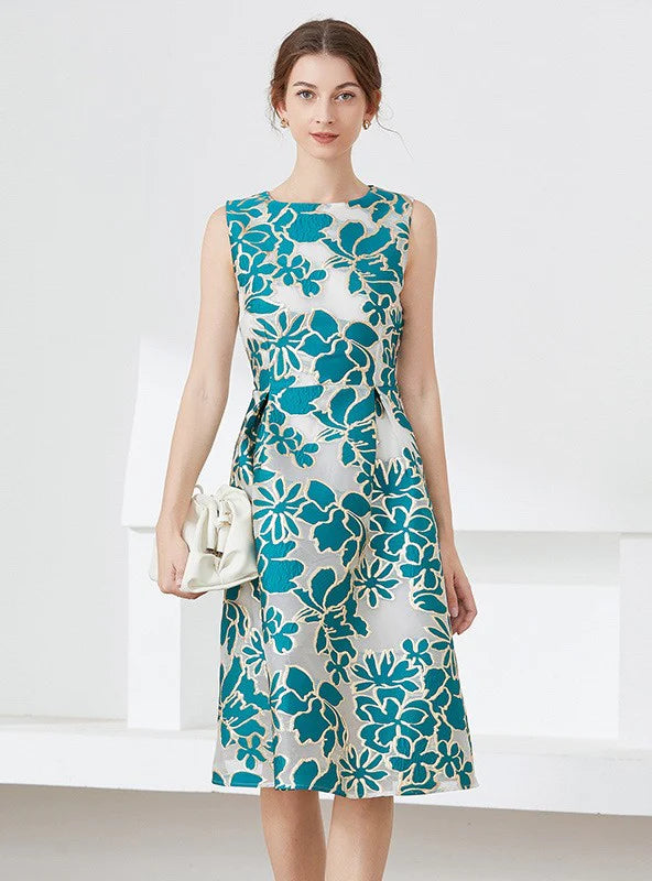 A-LINE JACQUARD BLUE PARTY DRESS Tunics Favorite customer