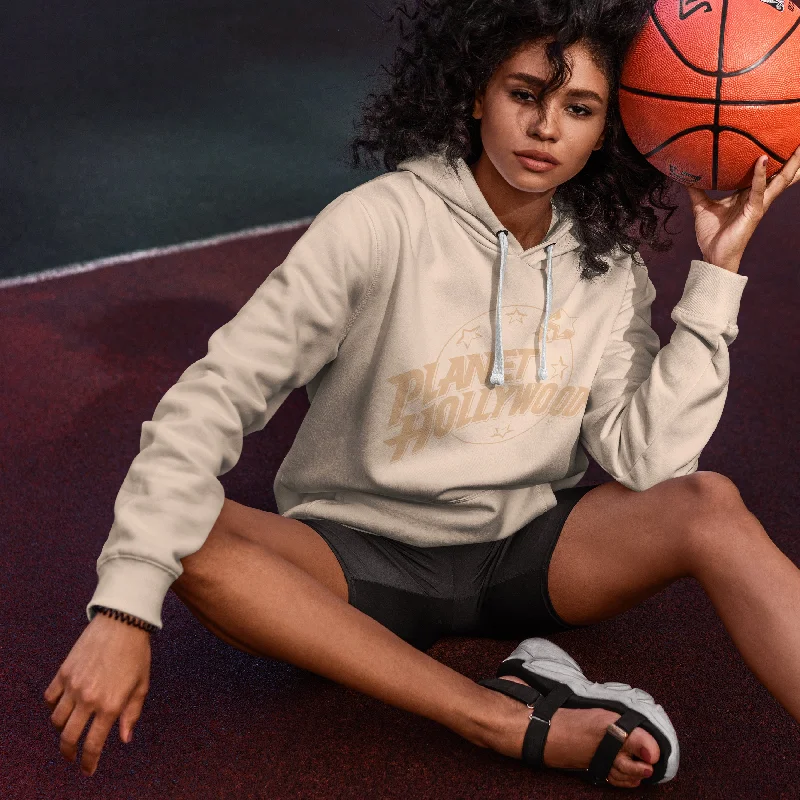 Tonal Crop Sweatshirt Hoodie with Cuffed Sleeves Snug Secure