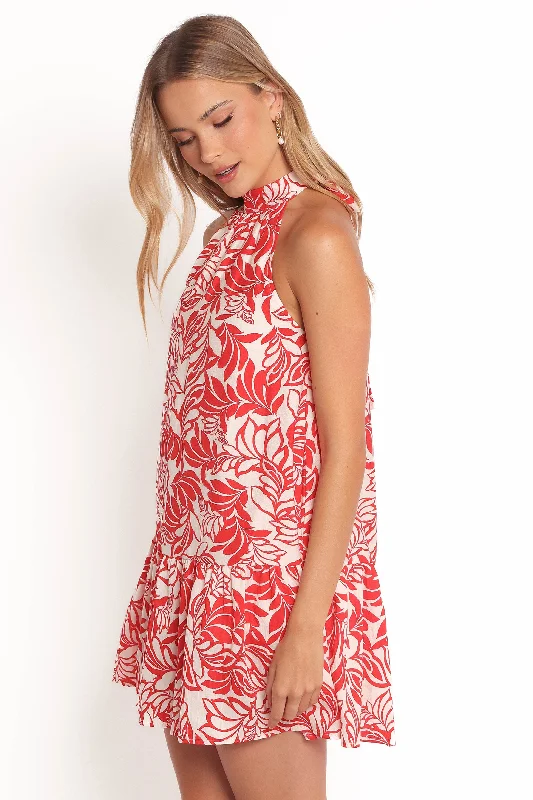 Inara Mini Dress - Red Classic Solid Mini Dress
