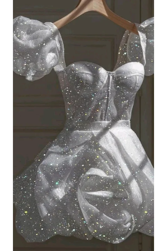Unique Sweetheart Short Sleeves Sparkly Homecoming Party Dress QH2496 Tunics Evening elegant Unique Sweetheart Short Sleeves Sparkly Homecoming Party Dress QH2496 Tunics Evening elegant