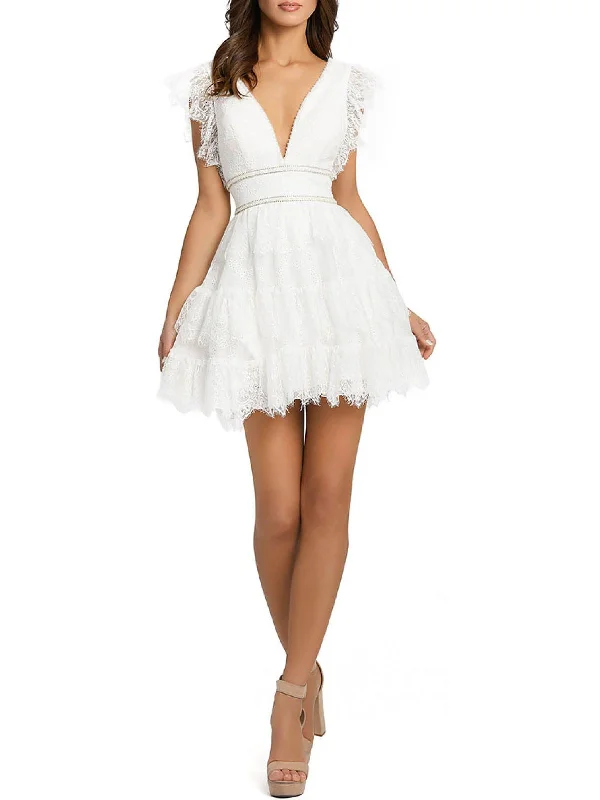 Womens Embellished Lace Overlay Cocktail and Party Dress Chiffon Maxi Beach