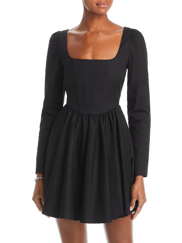 Marie Womens Corset Seamed Mini Fit & Flare Dress Tunics Summer linen