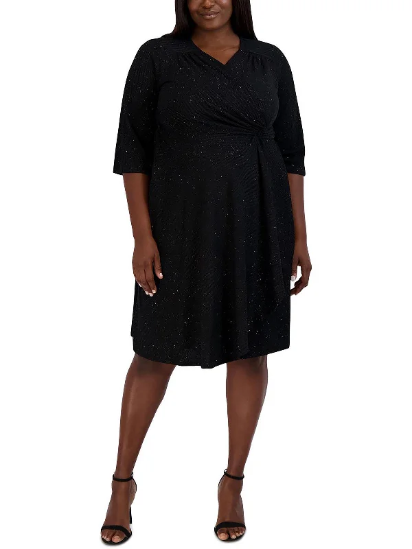 Plus Womens Glitter Midi Cocktail and Party Dress Tunics Canvas sturdy