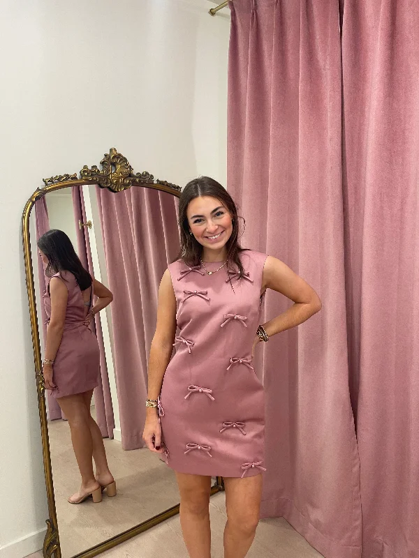 ELLIATT Rose Asymmetrical Mini Dress In Pink Elegant Mini Dress with Pleats
