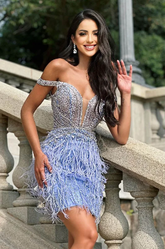 Sheath/Column Illusion V neck Beads Short Party Dress Unique Feathers Homecoming Dress QH2483 Tunics Travel practical Sheath/Column Illusion V neck Beads Short Party Dress Unique Feathers Homecoming Dress QH2483 Tunics Travel practical