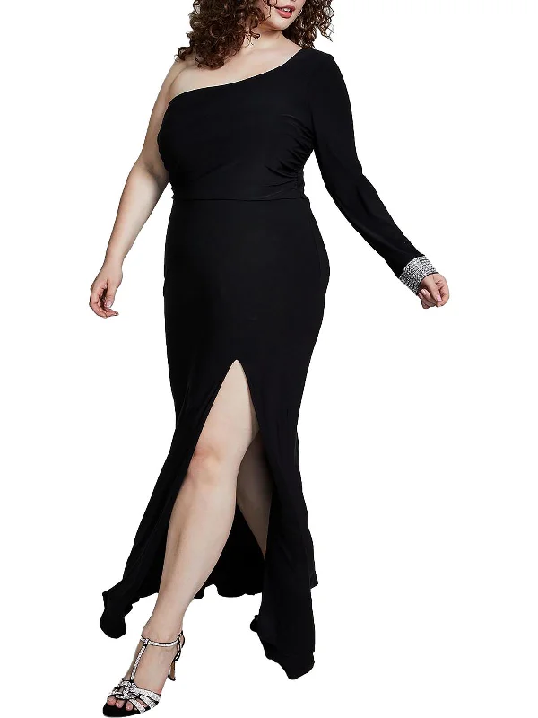 Plus Womens Embellished Long Evening Dress Tunics Party sparkling