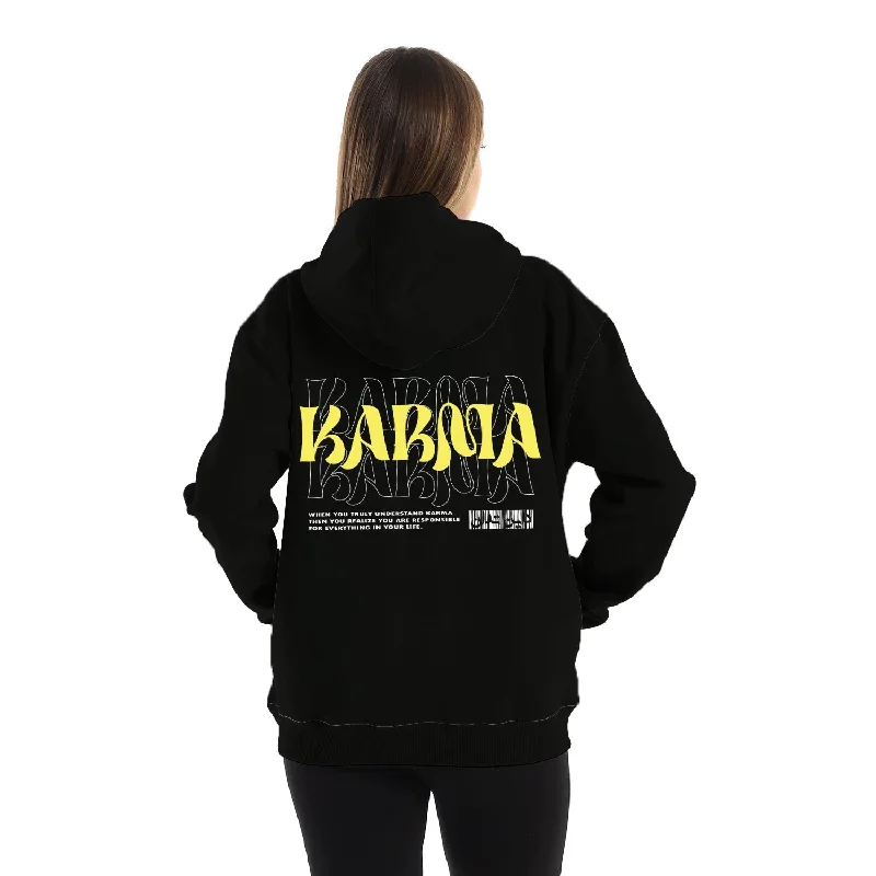 Karma Unisex Oversized Hoodie - Black Graphic Hoodie Design Print