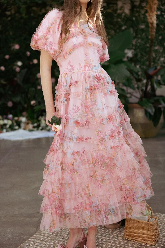 Alessi Dress in Pink Floral Tunics Mesh breathable