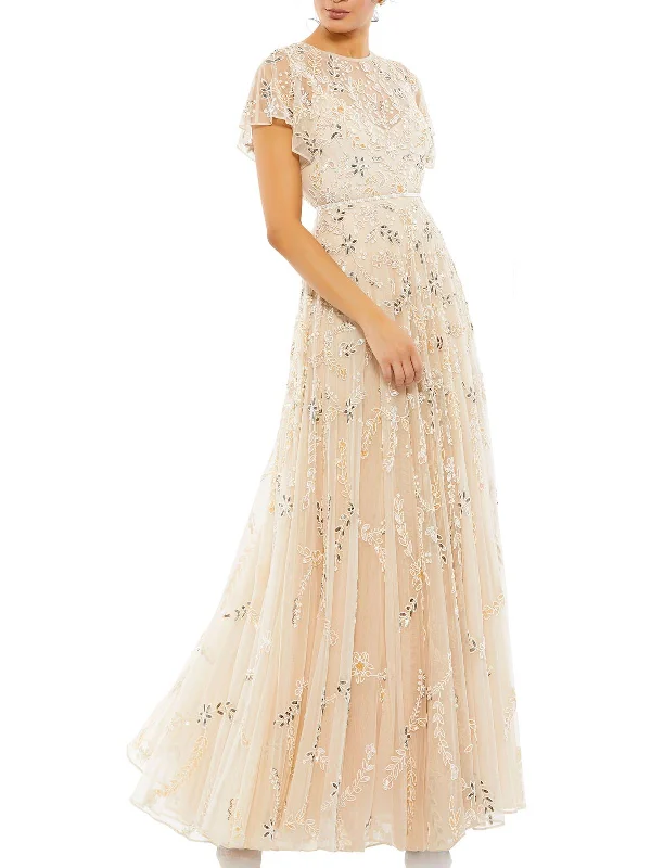 Womens Embellished Beaded Evening Dress Tunics Velvet soft