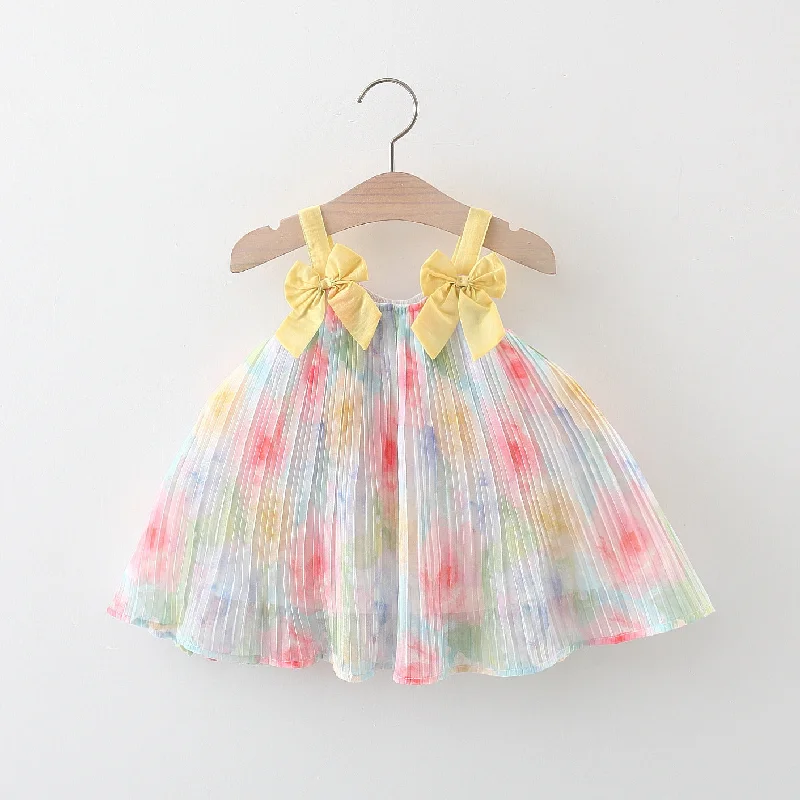 Toddler Dress Cute Baby Bow Strap Rainbow Dress Tunics Modern contemporary