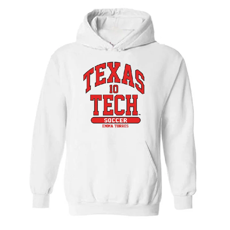 Texas Tech - NCAA Women's Soccer : Emma Torres - Classic Fashion Shersey Hooded Sweatshirt Oversized Hoodie Comfort Casual Texas Tech - NCAA Women's Soccer : Emma Torres - Classic Fashion Shersey Hooded Sweatshirt Oversized Hoodie Comfort Casual