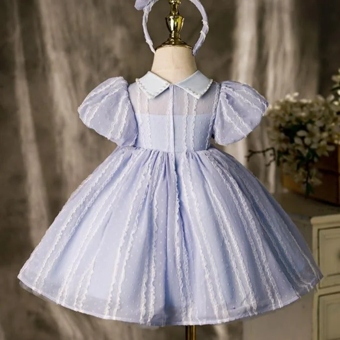 Baby Girl First Communion Dress Princess Party Dress Retro Formal Puff Sleeves Dress Cowl Neckline Elegant Baby Girl First Communion Dress Princess Party Dress Retro Formal Puff Sleeves Dress Cowl Neckline Elegant