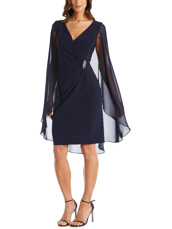 Petites Womens Chiffon Embellished Cocktail and Party Dress Tunics Business professional Petites Womens Chiffon Embellished Cocktail and Party Dress Tunics Business professional
