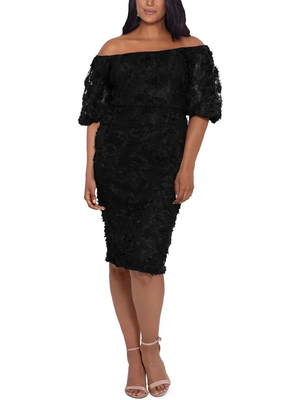 Plus Womens Floral Knee-Length Cocktail and Party Dress Tunics Recommended stylist