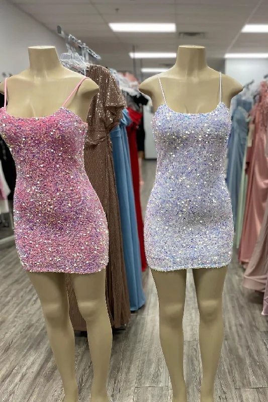 Scoop Pink Sequin Tight Mini Party Dress Tunics Trousers formal
