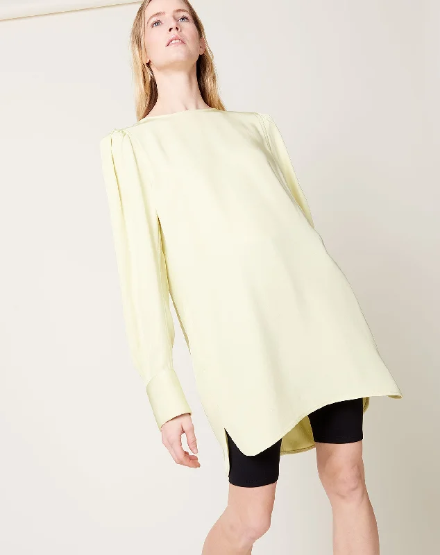 Gathered Shoulder Mini Dress in Lemon Ice Comfortable Ruffle Mini Dress