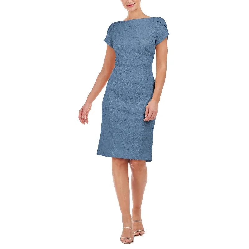 Womens Sequin Embroidered Cocktail And Party Dress Boat Neckline Classic