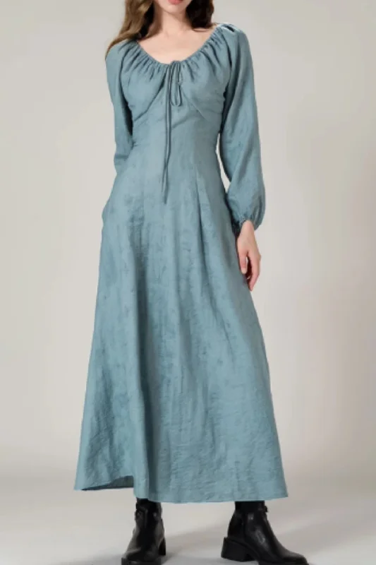 Autumn long sleeves linen dress 5532 Tunics Evening elegant