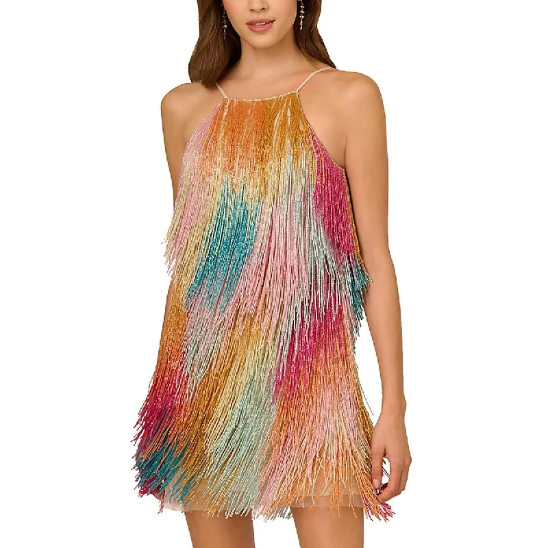 Womens Beaded Fringe Cocktail And Party Dress Tunics Stylish elegant