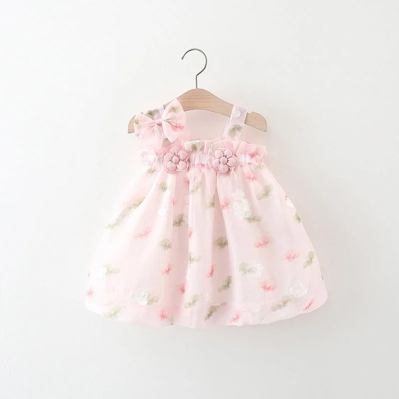 Baby Girl Dress Two Flower Suspender Princess Dress Elegant Long Evening
