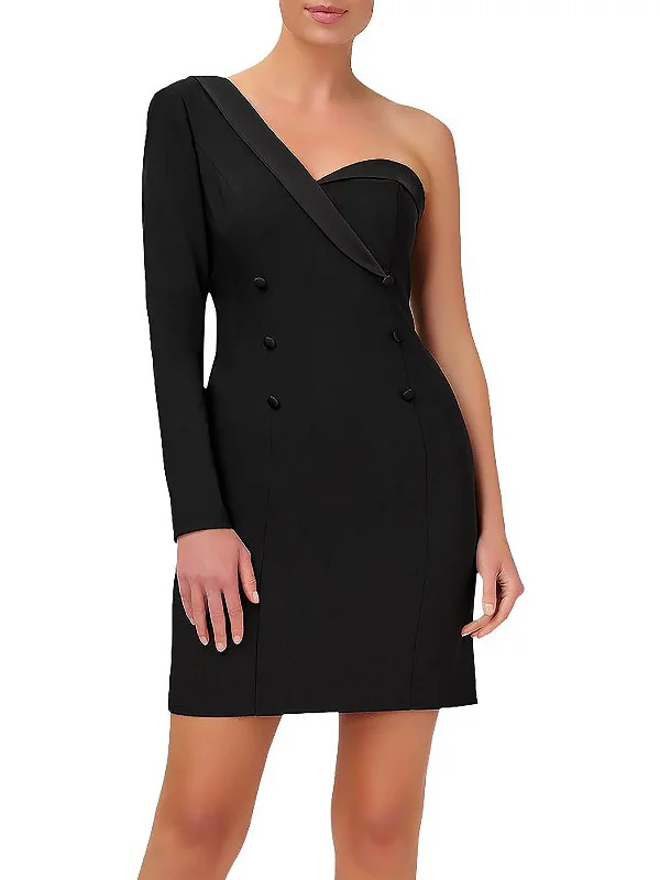 Womens Crepe One Shoulder Cocktail and Party Dress Tunics Trendy modern