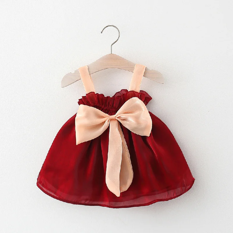 Baby girl Summer Birthday Party Dress Red Bow Sling Princess Dress Tunics Gym athletic Baby girl Summer Birthday Party Dress Red Bow Sling Princess Dress Tunics Gym athletic