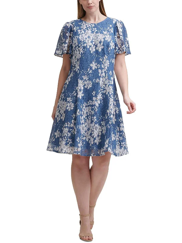 Plus Womens Lace Metallic Cocktail and Party Dress Tunics Versatile functional