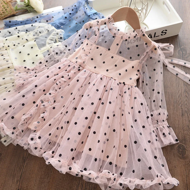 Baby Girl Princess Dress Long Sleeve Polka Dot Girl Dress Birthday Party Dress Tunics Chic fashionable Baby Girl Princess Dress Long Sleeve Polka Dot Girl Dress Birthday Party Dress Tunics Chic fashionable