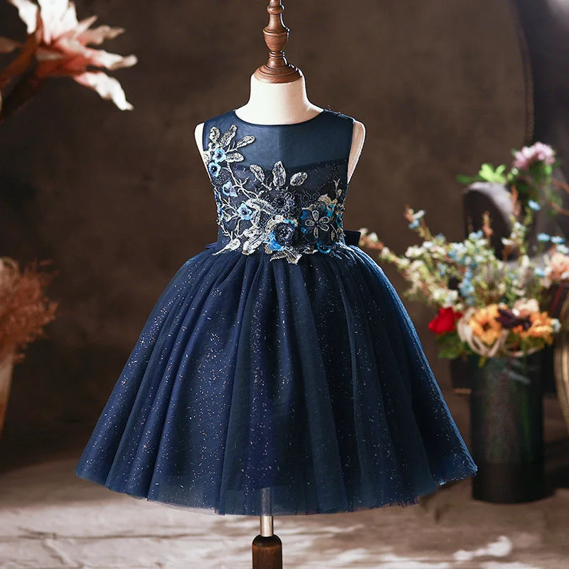 Baby Girl Formal Princess Dresses Girl Summer Round Neck Blue Embroidery Birthday Party Dress Tunics Trousers formal Baby Girl Formal Princess Dresses Girl Summer Round Neck Blue Embroidery Birthday Party Dress Tunics Trousers formal