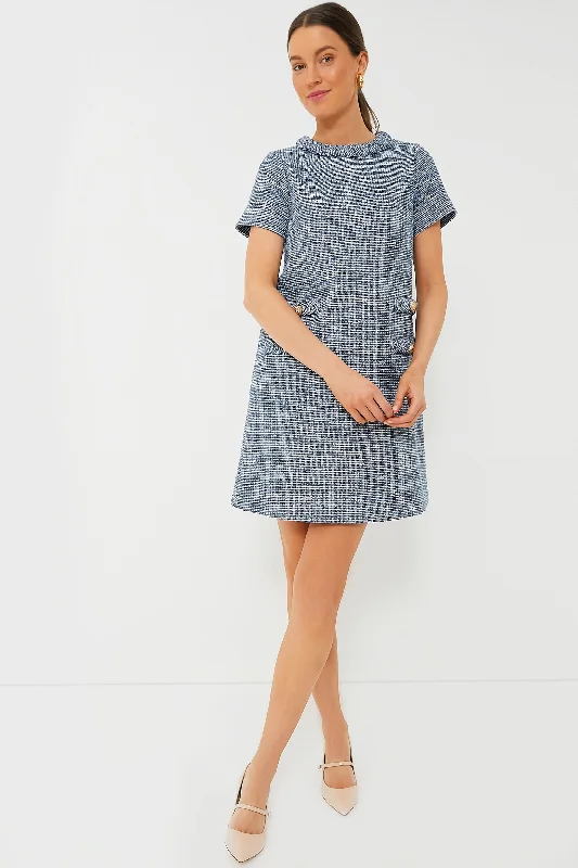 Heathered Blue Tweed Jackie Dress Tunics Mesh breathable