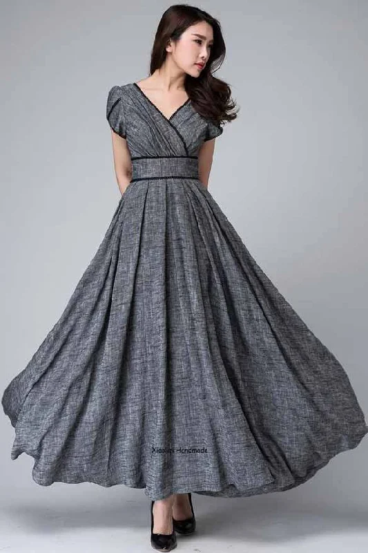 empire waist dress handmade party dress 1492# Tunics Fleece cozy
