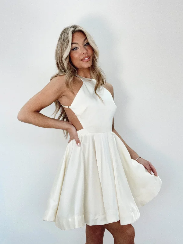 True Elegance Mini Dress Modern Satin Mini Dress