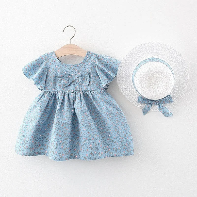 Baby Dress Butterfly Sleeve Pastoral Style Floral Dress Tunics Versatile stylish