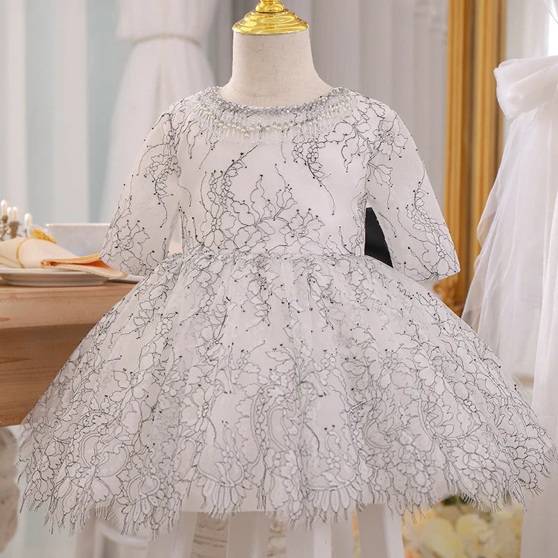 Baby Girl Dress Toddler White Princess Fluffy Printed Pattern Fluffy Party Dress Tunics Top Casual Baby Girl Dress Toddler White Princess Fluffy Printed Pattern Fluffy Party Dress Tunics Top Casual
