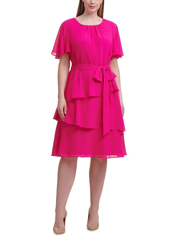 Plus Womens Tiered Knee-Length Cocktail and Party Dress Tunics Stylish elegant