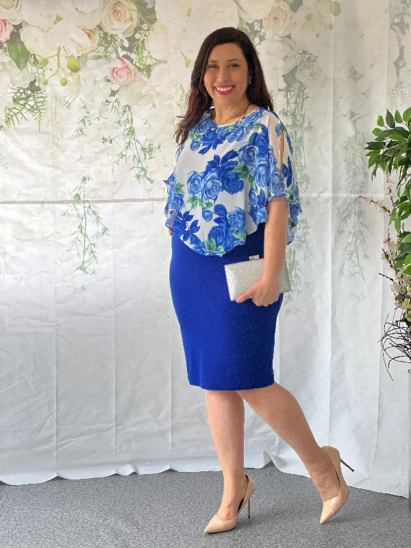 Jada Royal Floral Party Dress Tunics Satin smooth