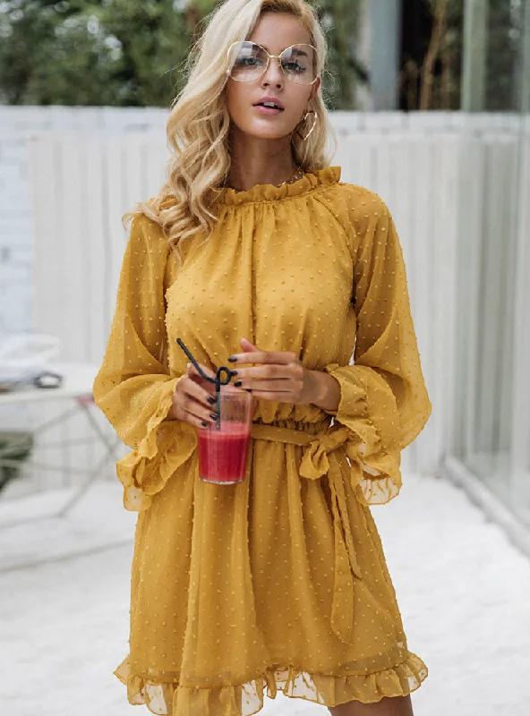 Lace Up Backless Mesh Dress Women Elegant Stringy Tunic Top Casual