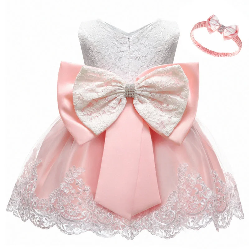 Baby Girl Birthday Party Dresses Girl Lace Embroidery Bow-knot Dress Toddler Prom Dress Tunics Party sparkling Baby Girl Birthday Party Dresses Girl Lace Embroidery Bow-knot Dress Toddler Prom Dress Tunics Party sparkling