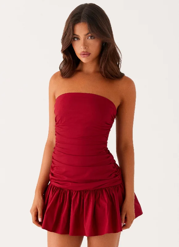 Carmel Mini Dress - Merlot Cozy Cowl Neck Mini Dress