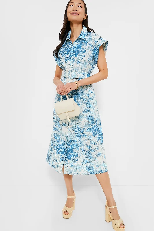 Misty Blue Toile Chloe Dress Tunics Travel practical